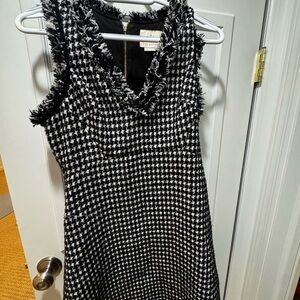 Kate Spade Black and White Houndstooth Midi Dress